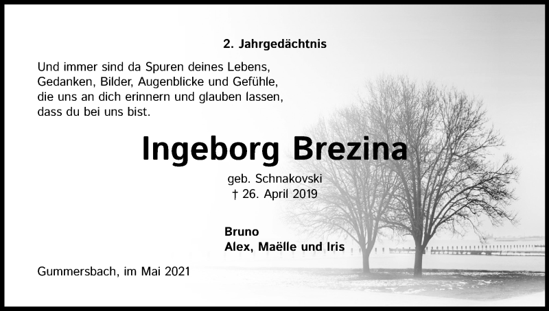  Traueranzeige für Ingeborg Brezina vom 18.07.2023 aus Kölner Stadt-Anzeiger / Kölnische Rundschau / Express