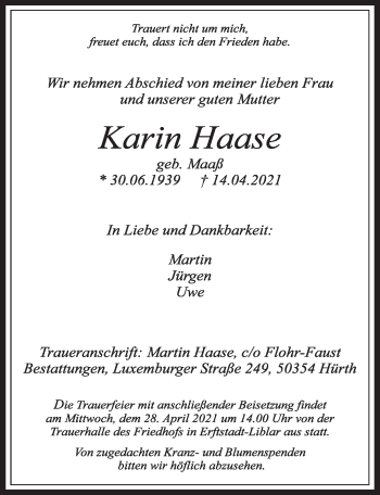 Anzeige von Karin Haase von  Werbepost 