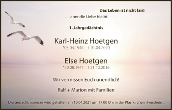 Anzeige von Karl-Heinz Hoetgen von  Blickpunkt Euskirchen 