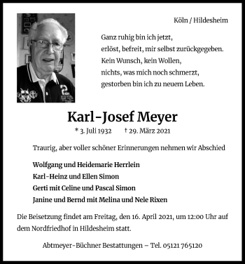 Anzeige von Karl-Josef Meyer von Kölner Stadt-Anzeiger / Kölnische Rundschau / Express