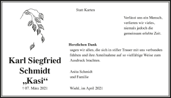 Anzeige von Karl Siegfried Schmidt von  Anzeigen Echo 