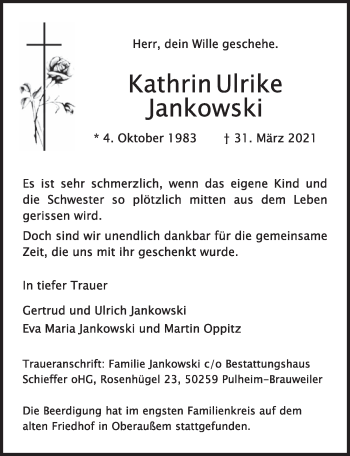 Anzeige von Kathrin Ulrike Jankowski von  Werbepost 