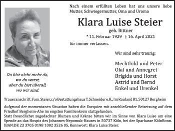Anzeige von Klara Luise Steier von  Werbepost 