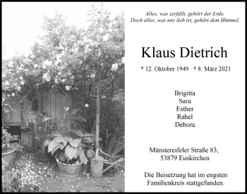 Anzeige von Klaus Dietrich von  Blickpunkt Euskirchen 