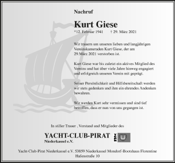 Anzeige von Kurt Giese von  Extra Blatt 