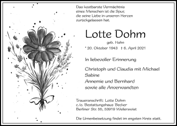 Anzeige von Lotte Dohm von  Blickpunkt Euskirchen 