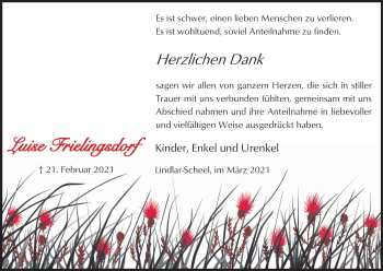 Anzeige von Luise Frielingsdord von Kölner Stadt-Anzeiger / Kölnische Rundschau / Express