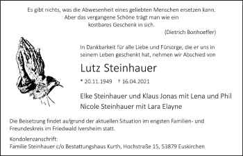 Anzeige von Lutz Steinhauer von  Blickpunkt Euskirchen 