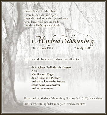Anzeige von Manfred Schönenberg von  Anzeigen Echo 