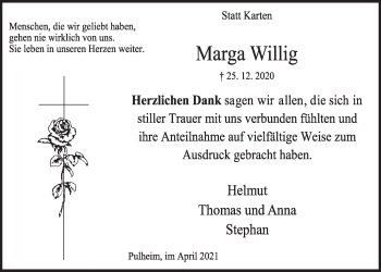 Anzeige von Marga Willig von  Wochenende 