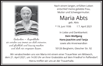 Anzeige von Maria Abts von  Werbepost 