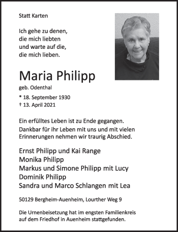 Anzeige von Maria Phikipp von  Werbepost 