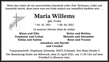 Anzeige von Maria Willems von  Werbepost 