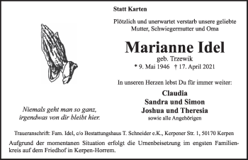 Anzeige von Marianne Idel von  Werbepost 