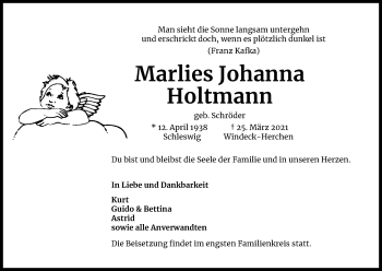 Anzeige von Marlies Johanna Holtmann von Kölner Stadt-Anzeiger / Kölnische Rundschau / Express