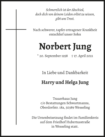 Anzeige von Norbert Jung von  Schlossbote/Werbekurier 