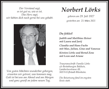 Anzeige von Norbert Lörks von  Werbepost 