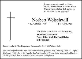 Anzeige von Norbert Woischwill von  Anzeigen Echo 