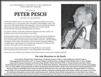 Anzeige von Peter Pesch von  Wochenende 