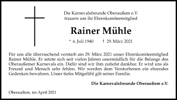 Anzeige von Rainer Mühle von Kölner Stadt-Anzeiger / Kölnische Rundschau / Express