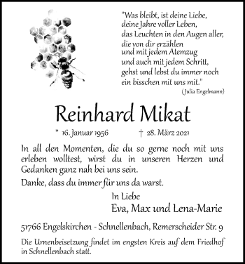Anzeige von Reinhard Mikat von Kölner Stadt-Anzeiger / Kölnische Rundschau / Express