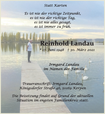 Anzeige von Reinhold Lau von  Werbepost 