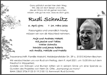 Anzeige von Rudi Schmitz von Kölner Stadt-Anzeiger / Kölnische Rundschau / Express