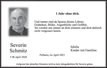 Anzeige von Severin Schmitz von  Wochenende 