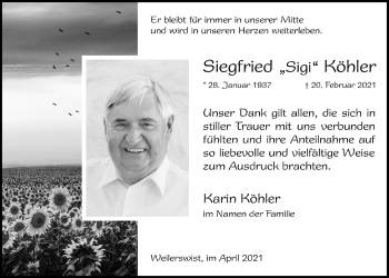 Anzeige von Siegfried Köhler von  Blickpunkt Euskirchen 