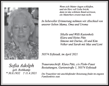 Anzeige von Sofia Adolph von  Werbepost 