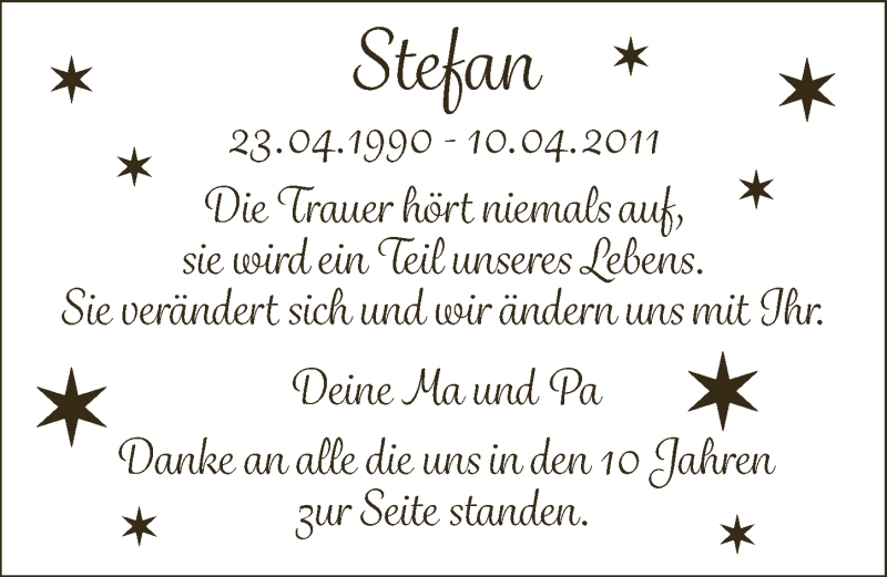  Traueranzeige für Stefan Stahlkopf vom 09.04.2021 aus  Anzeigen Echo 