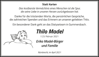 Anzeige von Thilo Madel von  Lokalanzeiger 