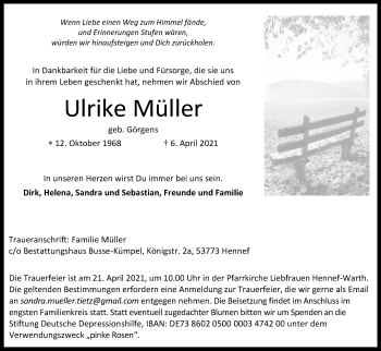 Anzeige von Ulrike Müller von Kölner Stadt-Anzeiger / Kölnische Rundschau / Express