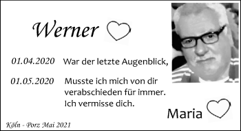 Anzeige von Werner  von  Kölner Wochenspiegel 