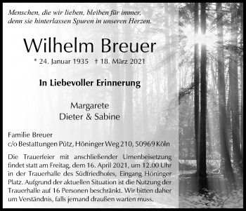 Anzeige von Wilhelm Breuer von Kölner Stadt-Anzeiger / Kölnische Rundschau / Express