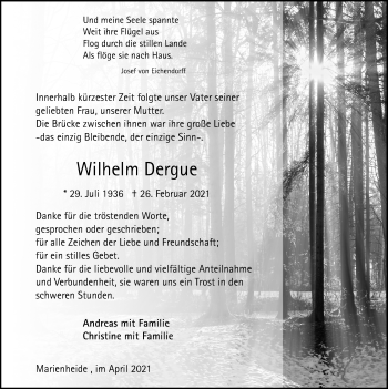 Anzeige von Wilhelm Dergue von  Anzeigen Echo 