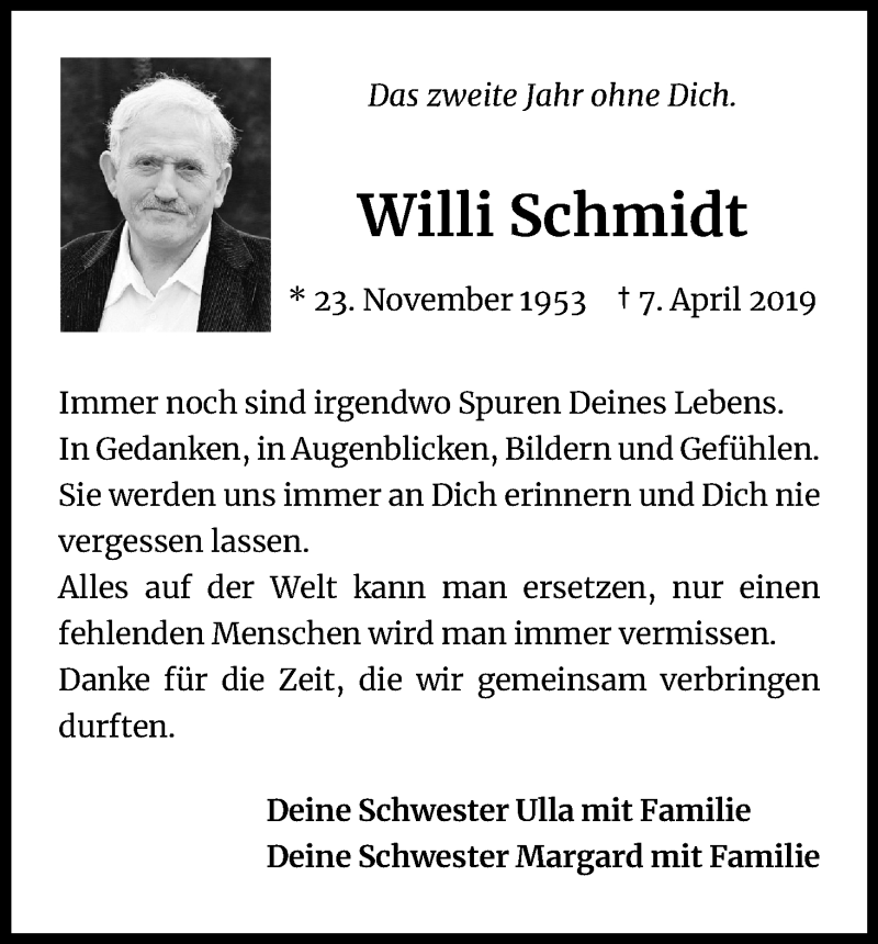  Traueranzeige für Willi Schmidt vom 18.07.2023 aus Kölner Stadt-Anzeiger / Kölnische Rundschau / Express