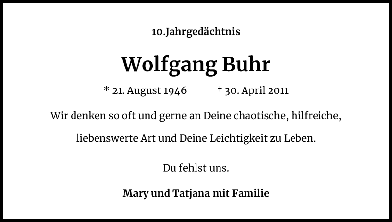  Traueranzeige für Wolfgang Buhr vom 18.07.2023 aus Kölner Stadt-Anzeiger / Kölnische Rundschau / Express