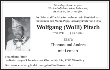 Anzeige von Wolfgang  Pitsch von  Schlossbote/Werbekurier 
