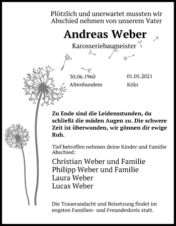Anzeige von Andreas Weber von Kölner Stadt-Anzeiger / Kölnische Rundschau / Express