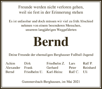 Anzeige von Bernd  von  Anzeigen Echo 