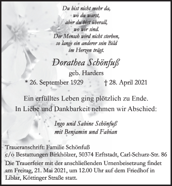 Anzeige von Dorathea Schönfuß von  Werbepost 