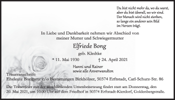 Anzeige von Elfriede Bong von  Werbepost 