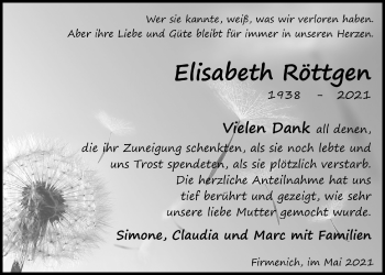 Anzeige von Elisabeth Röttget von  Blickpunkt Euskirchen 