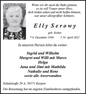 Anzeige von Elly Serowy von  Werbepost 