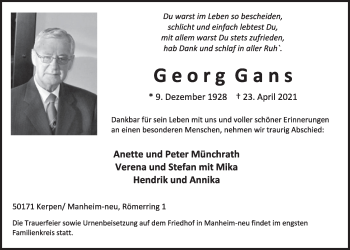 Anzeige von Georg Gans von  Werbepost 