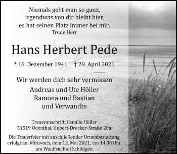 Anzeige von Hans Herbert Pede von  Bergisches Handelsblatt 