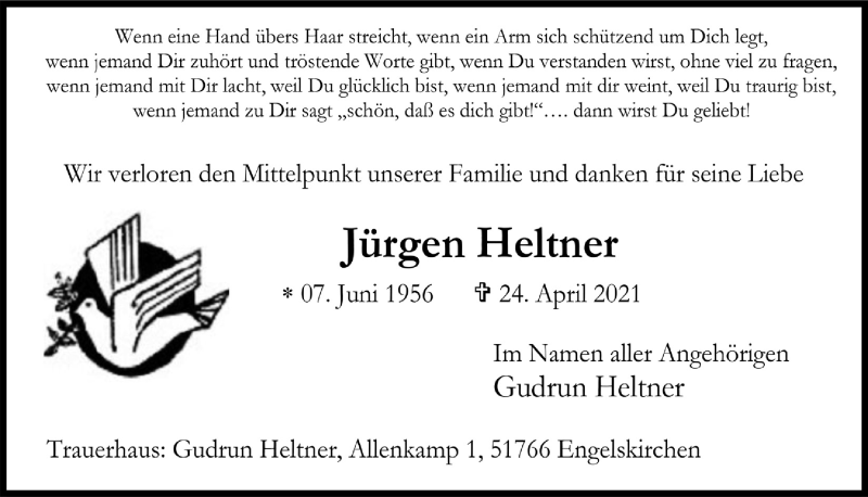  Traueranzeige für Jürgen Heltner vom 07.05.2021 aus  Anzeigen Echo 