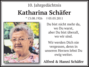 Anzeige von Katharina Schäfer von  Wochenende 
