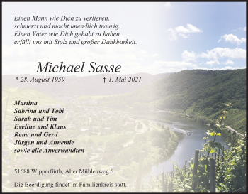 Anzeige von Michael Sasse von Kölner Stadt-Anzeiger / Kölnische Rundschau / Express
